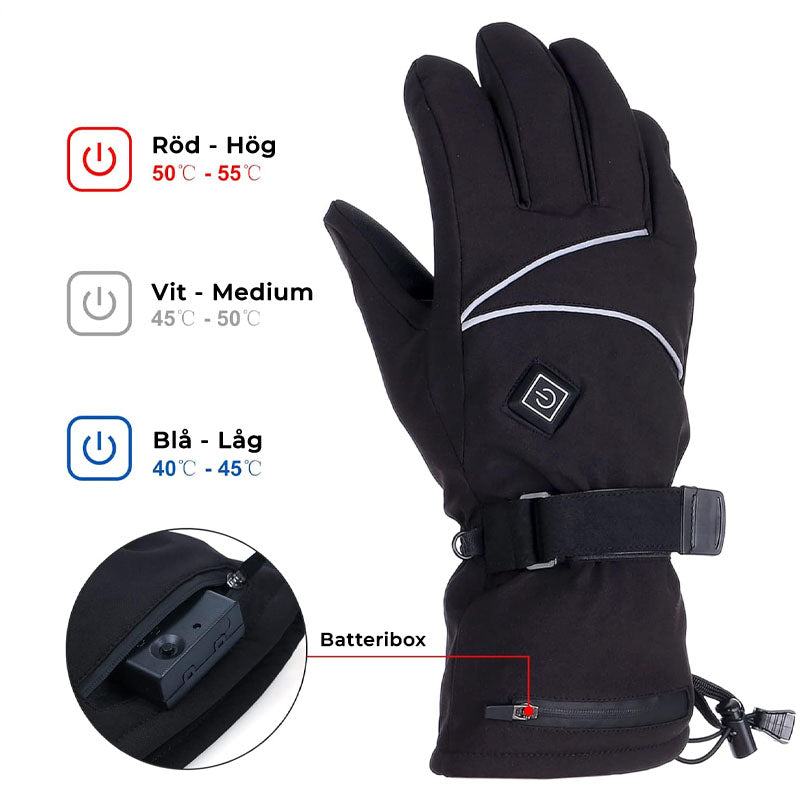 Verwarmde handschoenen op batterijen – instelbare warmte voor gebruik in de winter