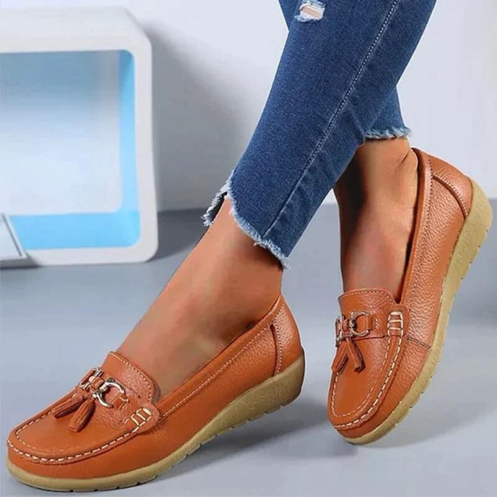 Retro loafers met sleehak voor dames
