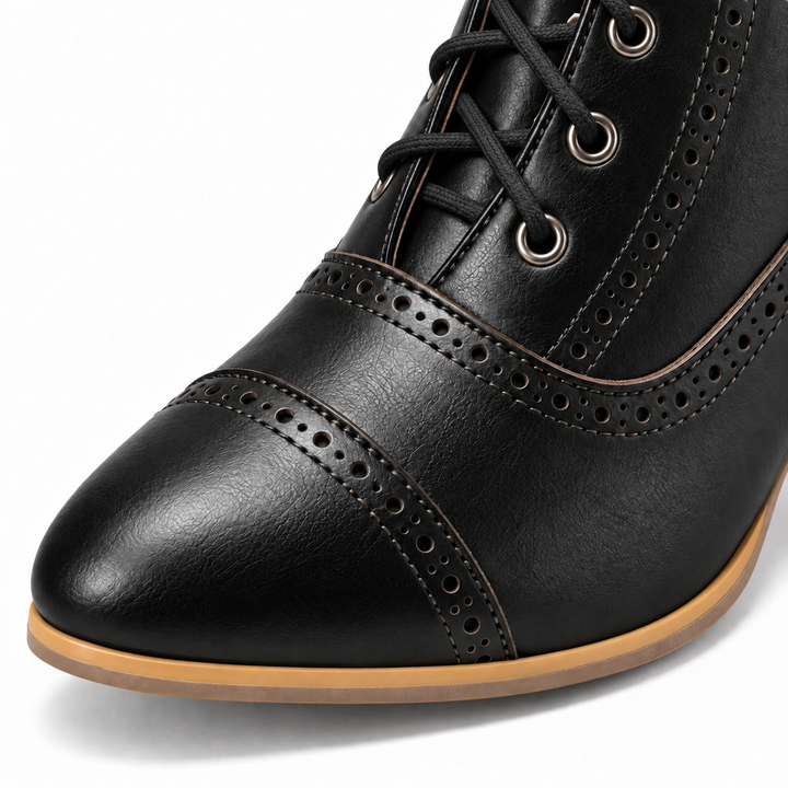 Dames Veterlaarsjes Retro Stijl – Vintage Enkellaarzen met Hak