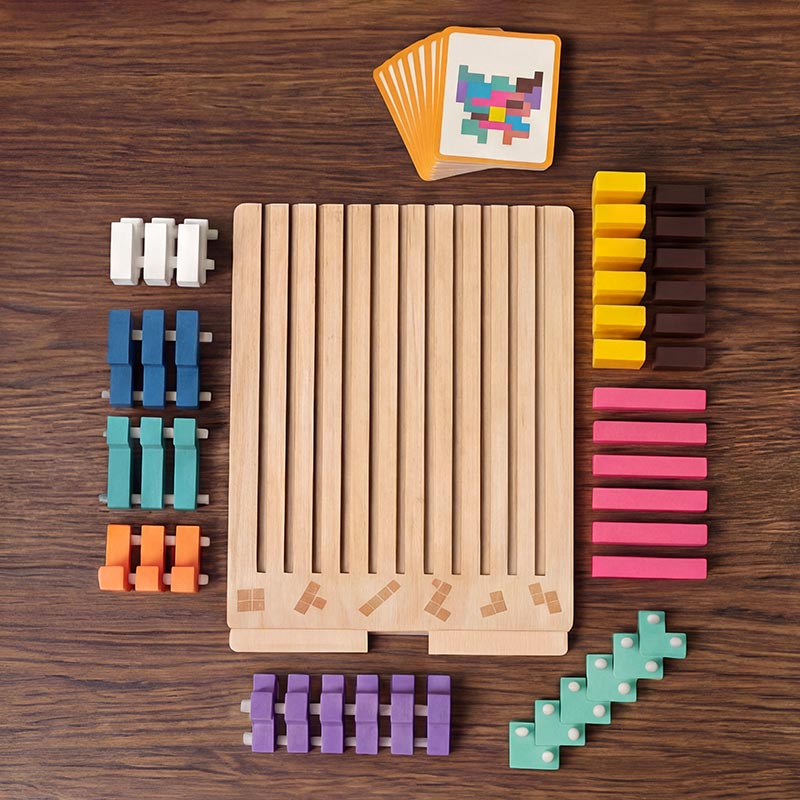 Houten tetris-puzzelspel - breinbreker die met je kind meegroeit