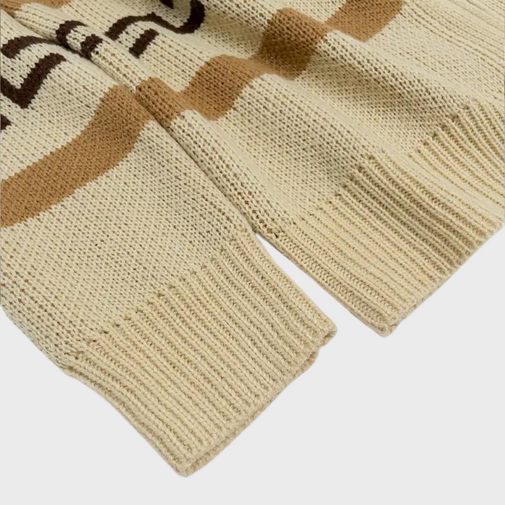 Vintage Jacquard Gebreide Herenvest met Rits