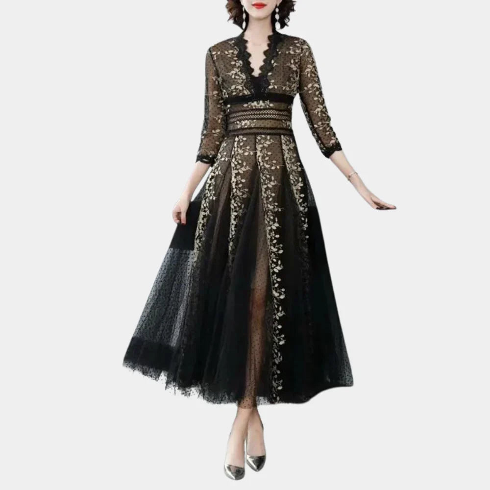 Vintage Maxi-jurk met Borduursels