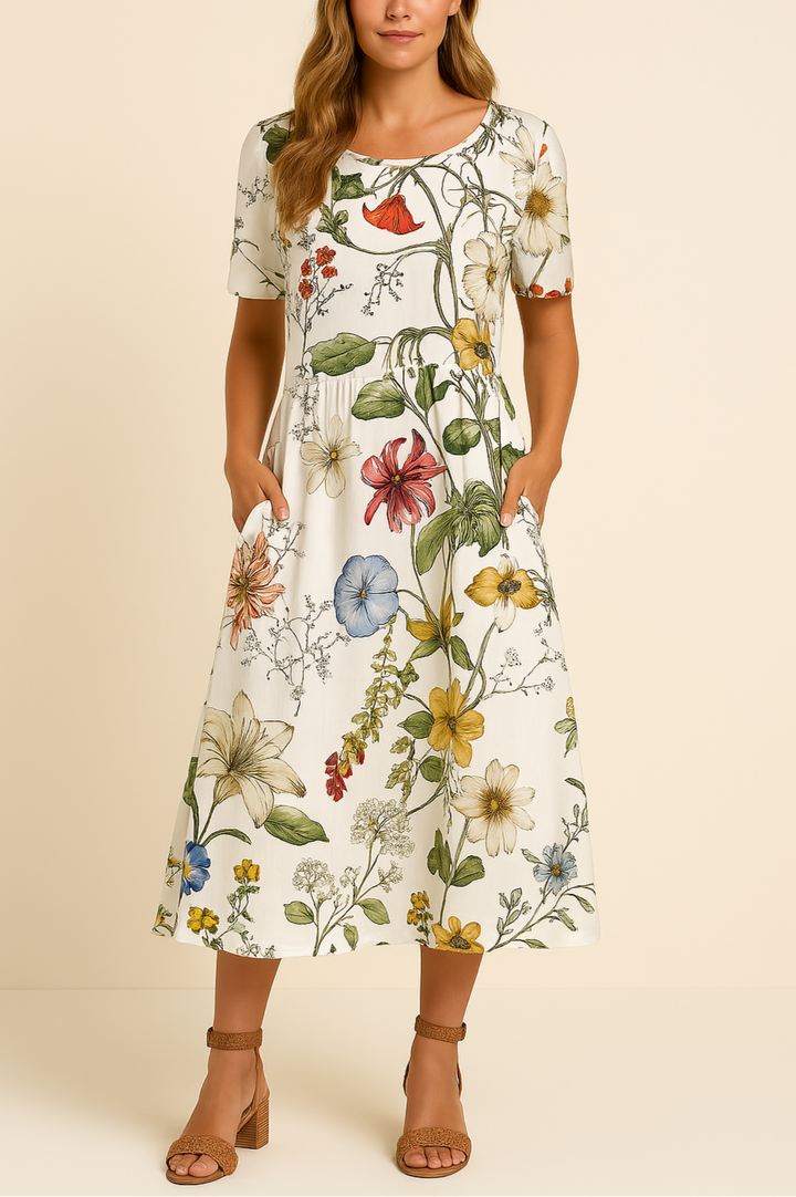 Midi-Jurk met Bloemenmotief Dames