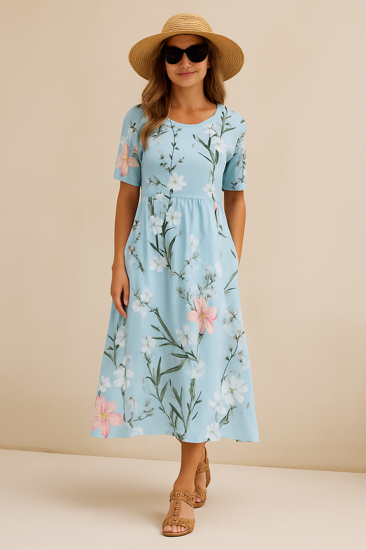 Midi-Jurk met Bloemenmotief Dames