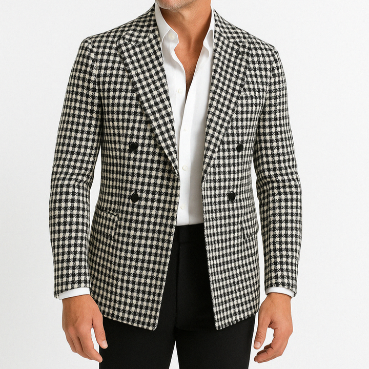 Heren geruite dubbelrijs blazer