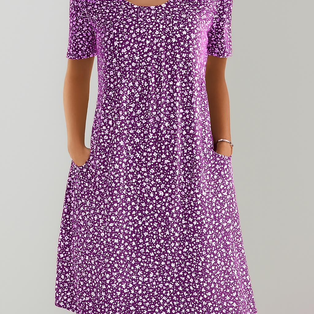 Florale hoge taille midi-jurk met zakken