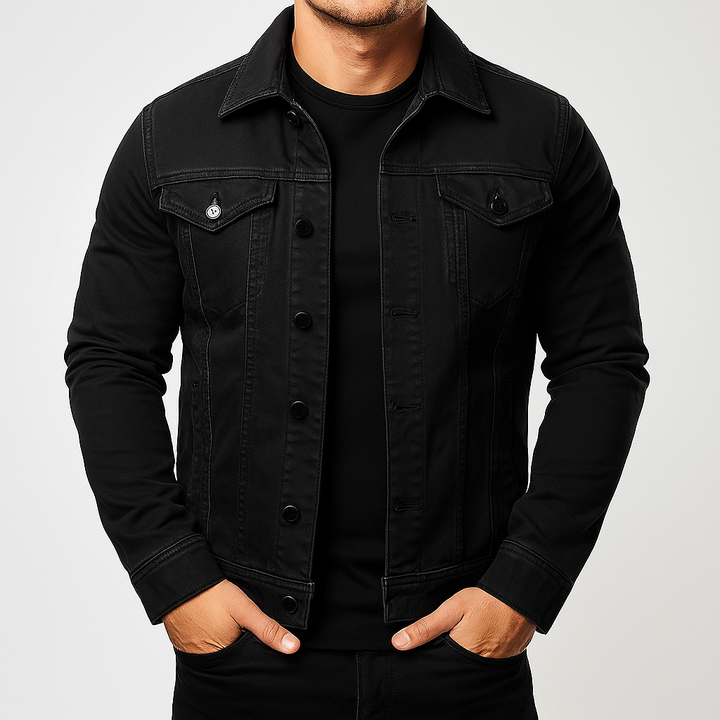 Casual effen heren denim jas