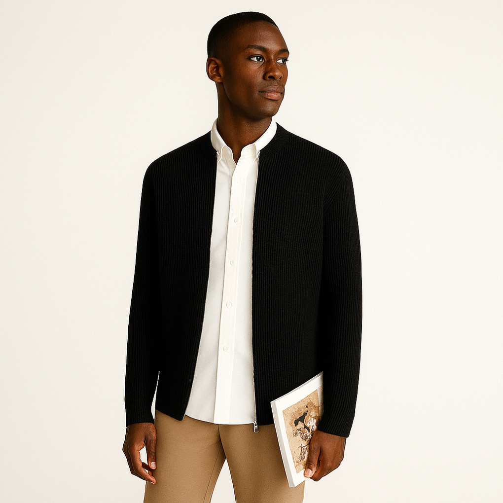 Heren casual gebreide cardigan met rits