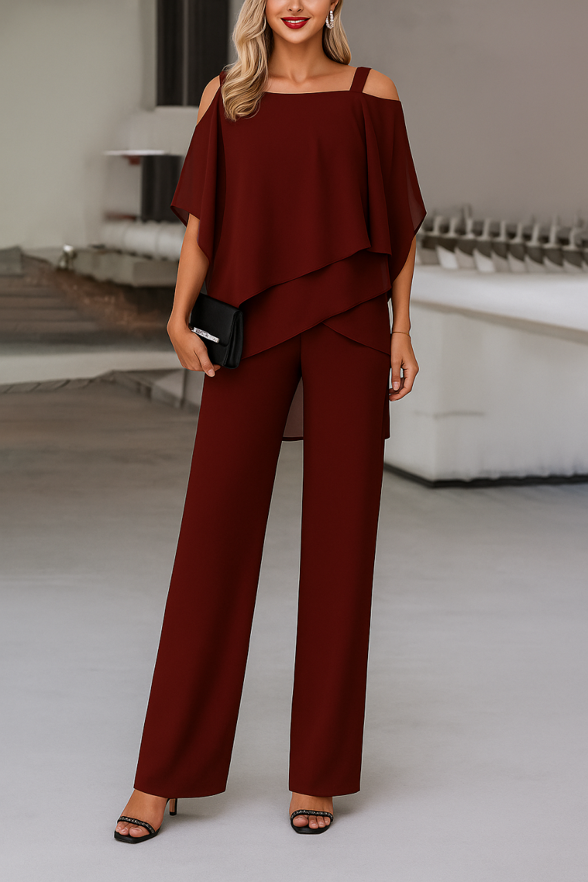 Elegante damesset met koude schouders 2-delig