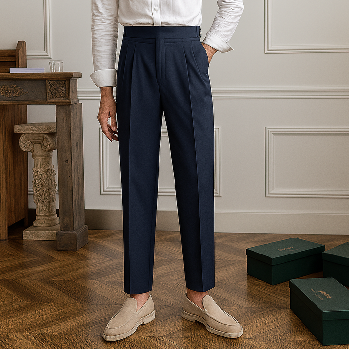 Heren hoge taille slim fit formele broek