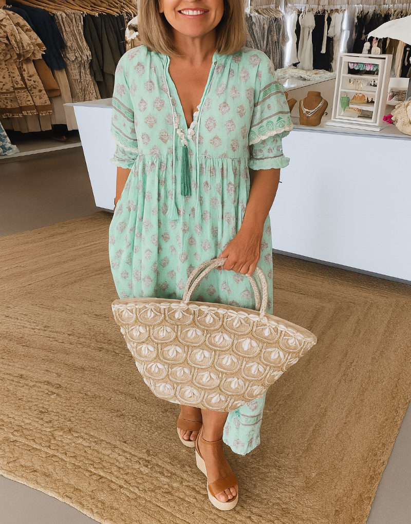 Boheemse jurk met lantaarnmouwen