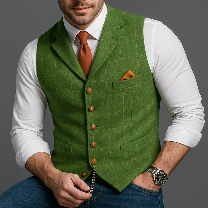 Klassiek formeel vest met gekartelde revers en knoopsluiting