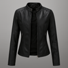 Getailleerd rood leren motorjack voor dames