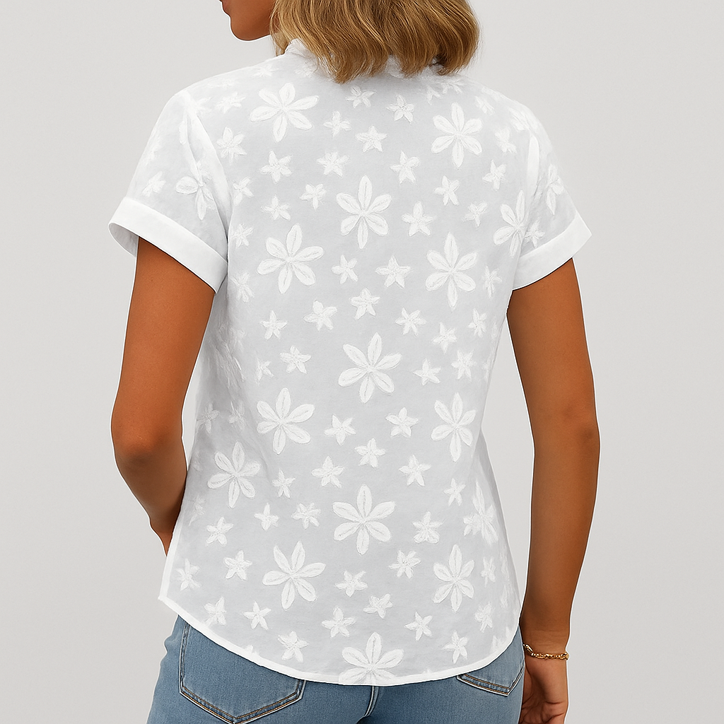 Damesblouse met korte mouwen en bloemenprint