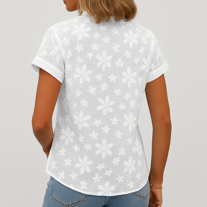Damesblouse met korte mouwen en bloemenprint