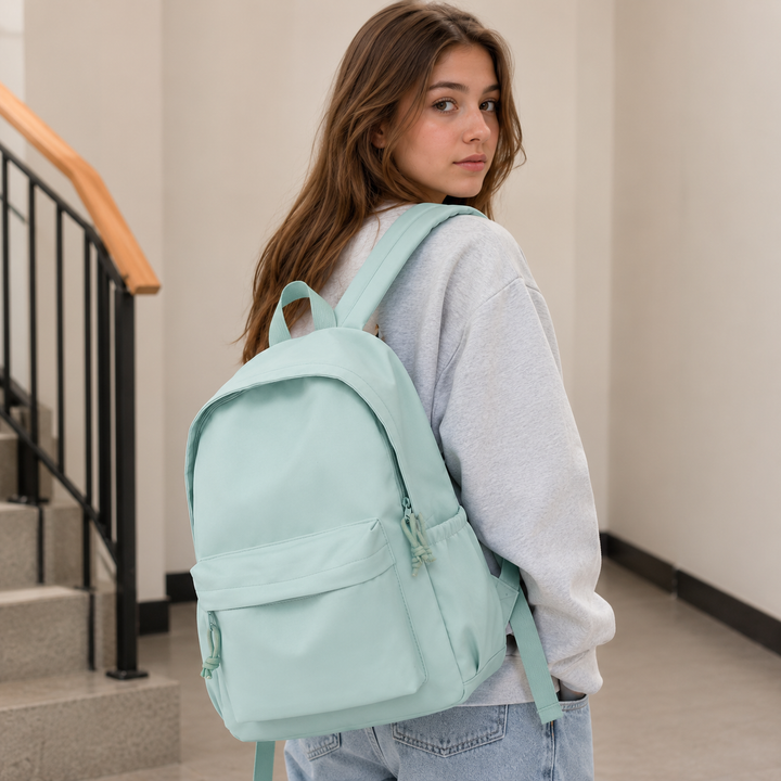 Lichtgewicht nylon schoolrugzak voor dames in pastelkleuren