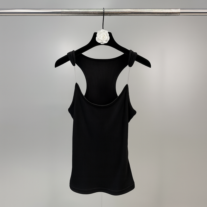 Dames tanktop met onzichtbare bandjes en ribbels