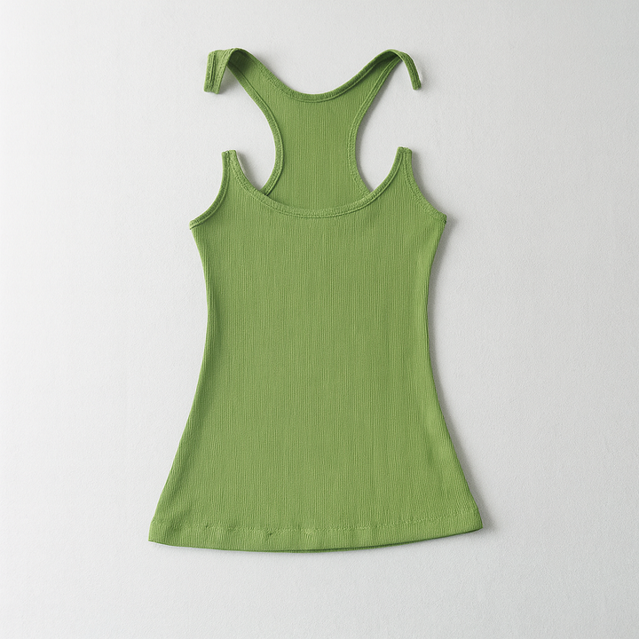 Dames tanktop met onzichtbare bandjes en ribbels