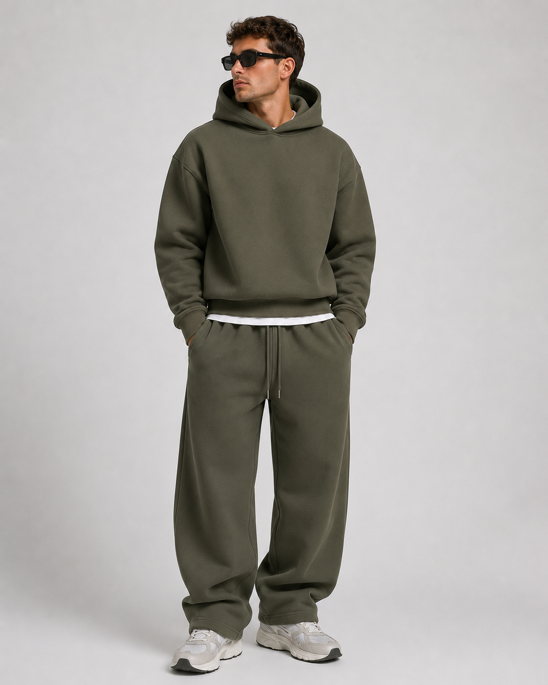 Heren hoodie- & joggerset - zachte katoenmix, losse pasvorm