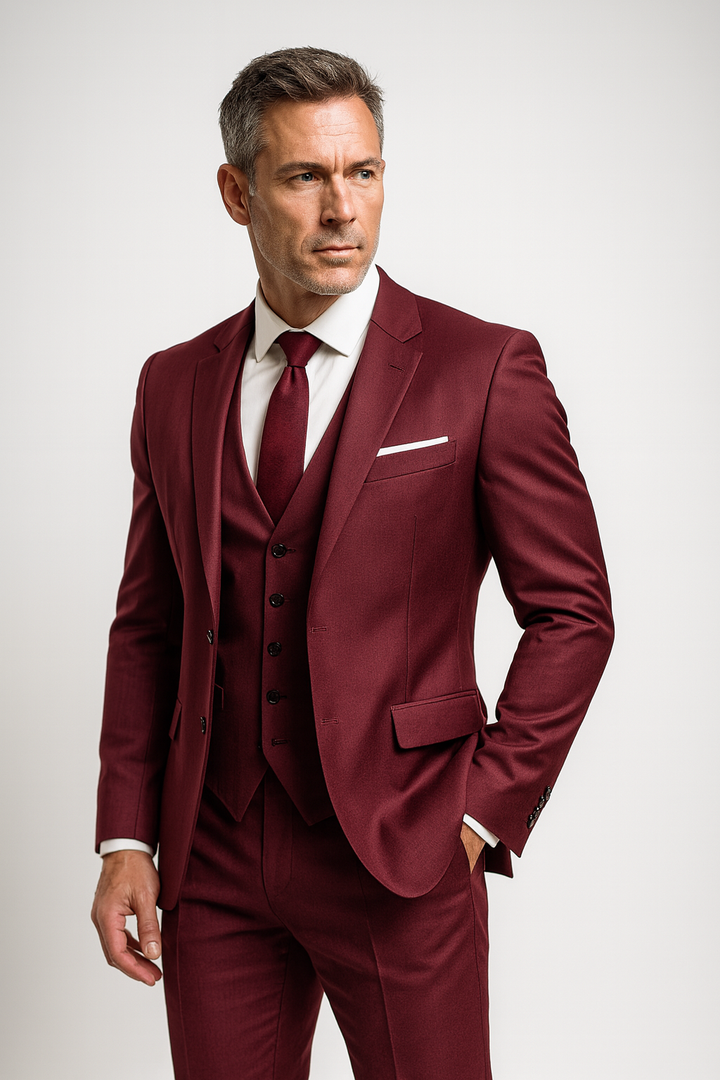 Heren slim-fit formeel driedelig pak met gilet