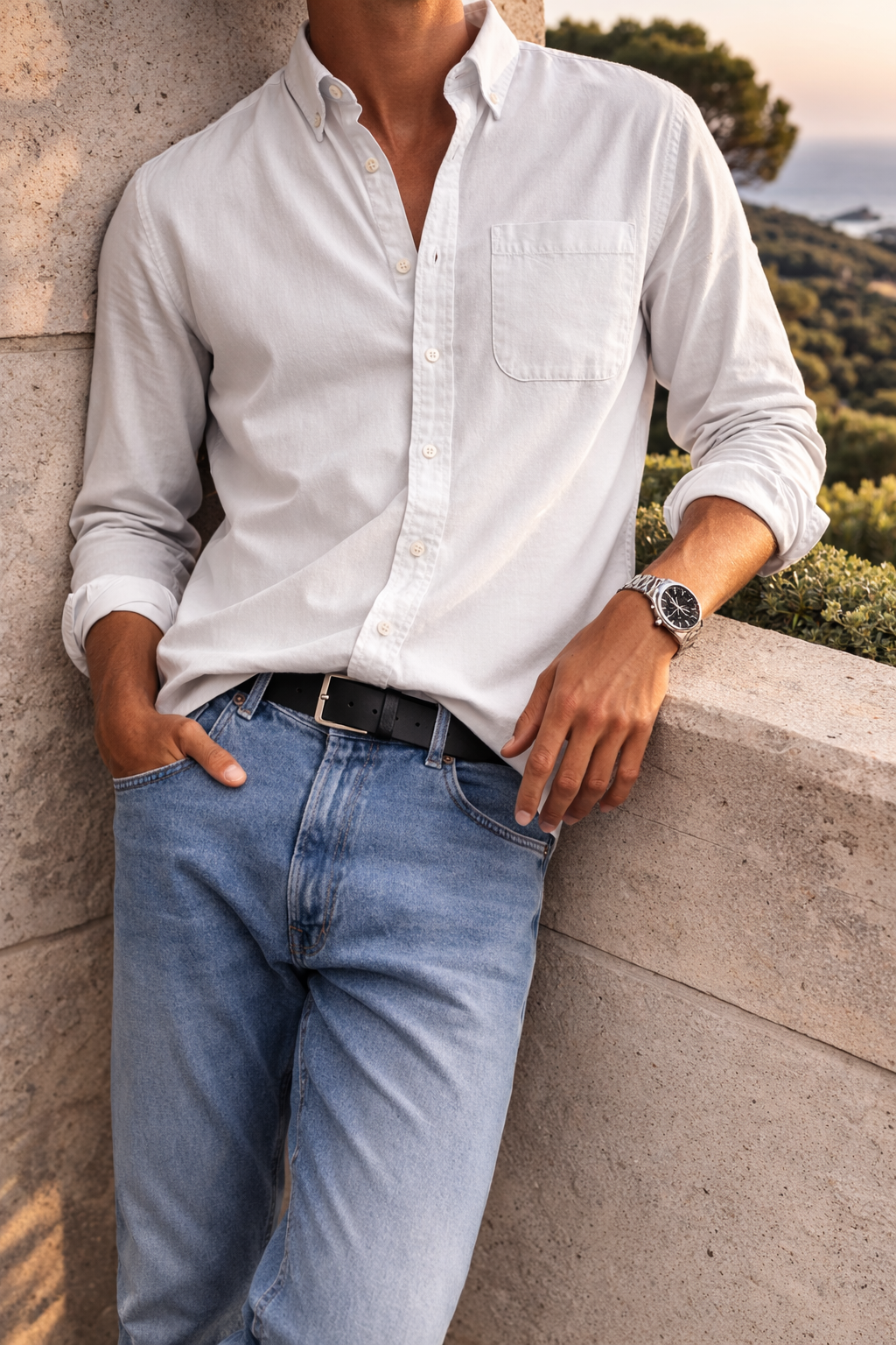 Katoenen herenoverhemd met button-downkraag voor een dagelijkse smart-casual look