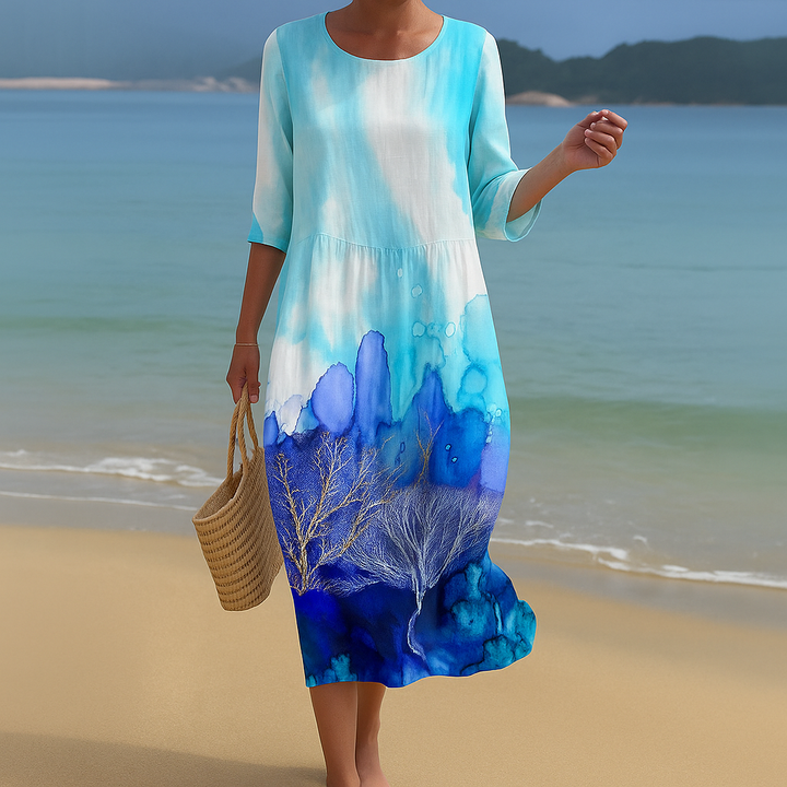 Soepele en lichte elegante midi-jurk voor dames