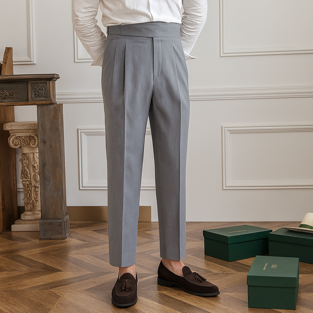 Heren hoge taille slim fit formele broek