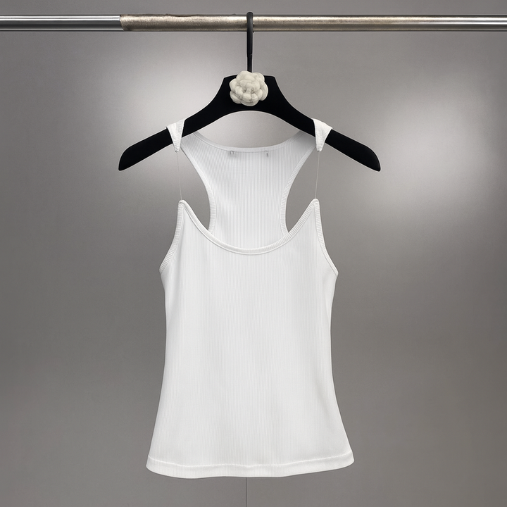 Dames tanktop met onzichtbare bandjes en ribbels