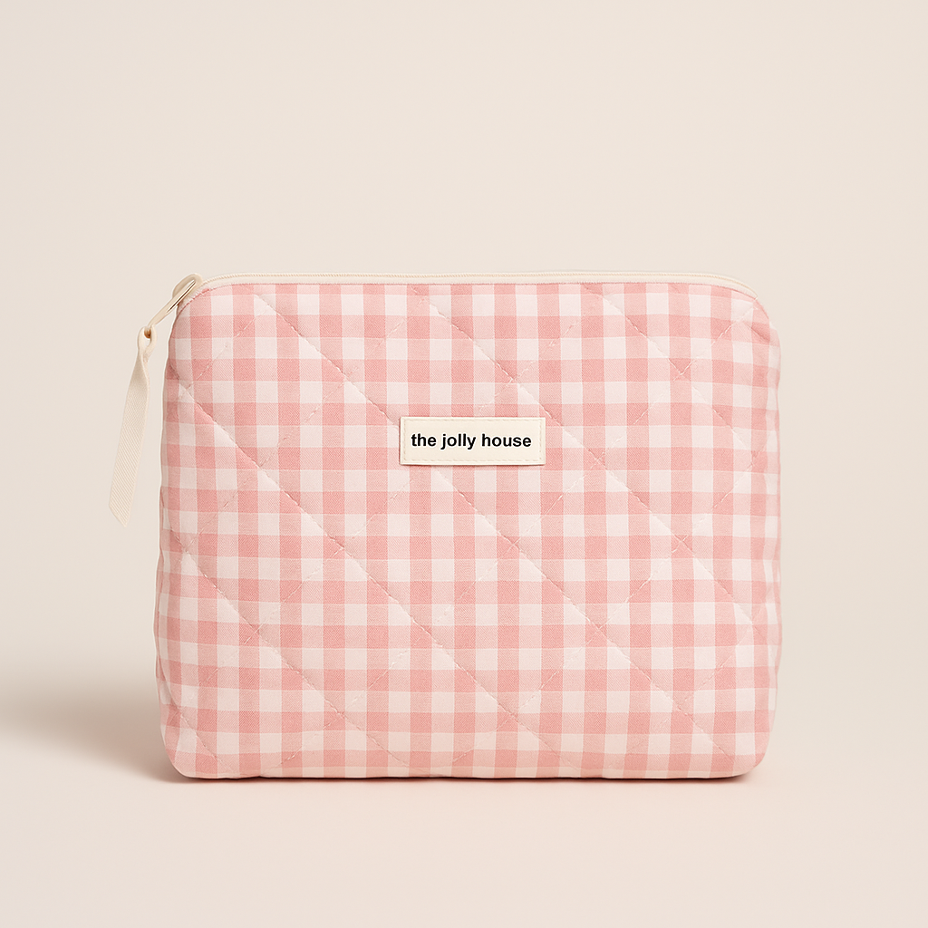 Geruite gewatteerde cosmetica organizer