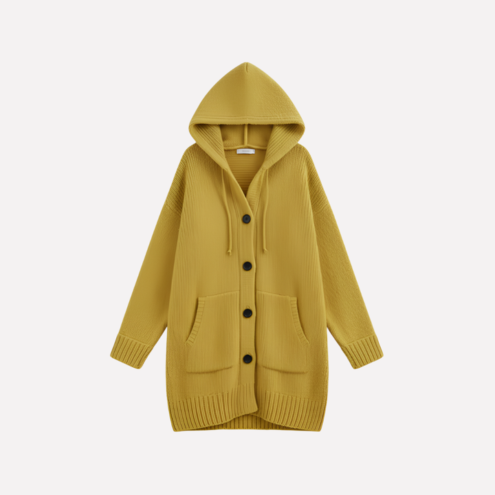 Dames Hooded Cardigan met Lange Snit