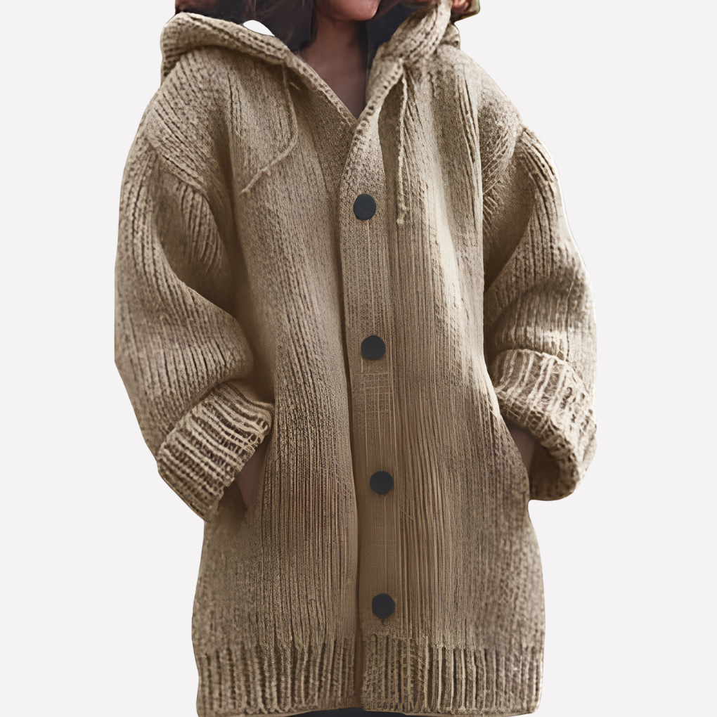 Dames Hooded Cardigan met Lange Snit