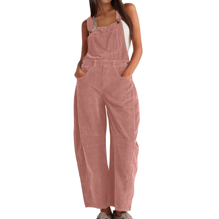 Dames corduroy tuinbroek met wijde pijpen – casual utility-jumpsuit