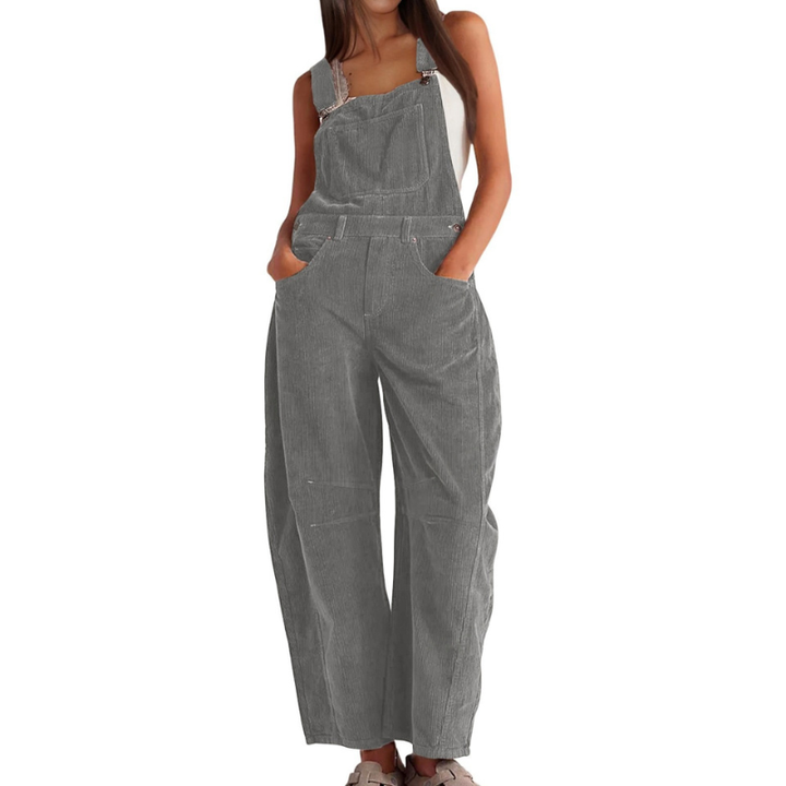 Dames corduroy tuinbroek met wijde pijpen – casual utility-jumpsuit