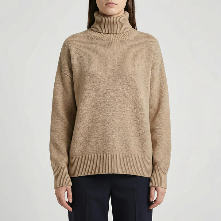 CollveraRibbed Turtleneck Long Sleeve Jumper