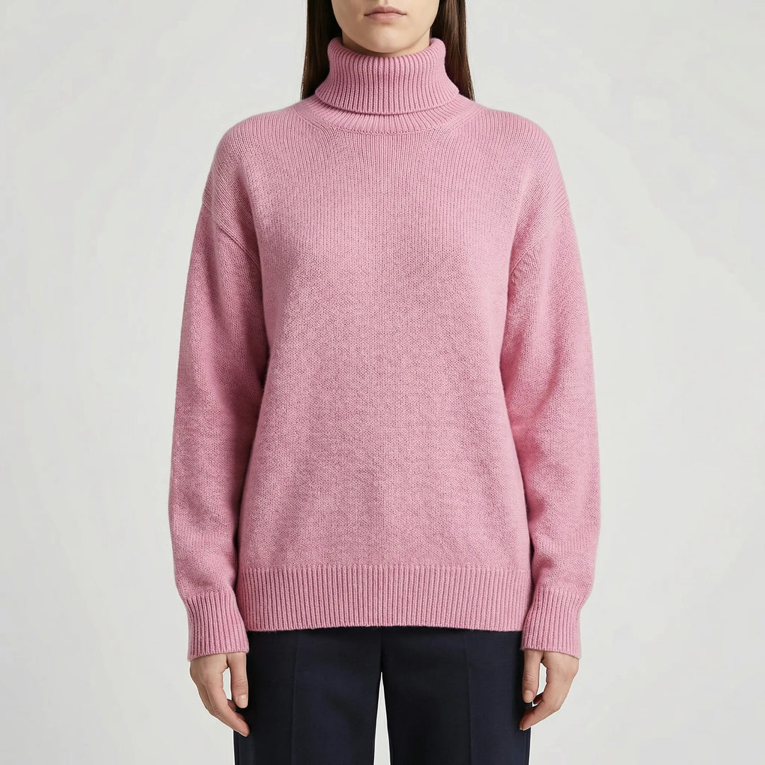 CollveraRibbed Turtleneck Long Sleeve Jumper
