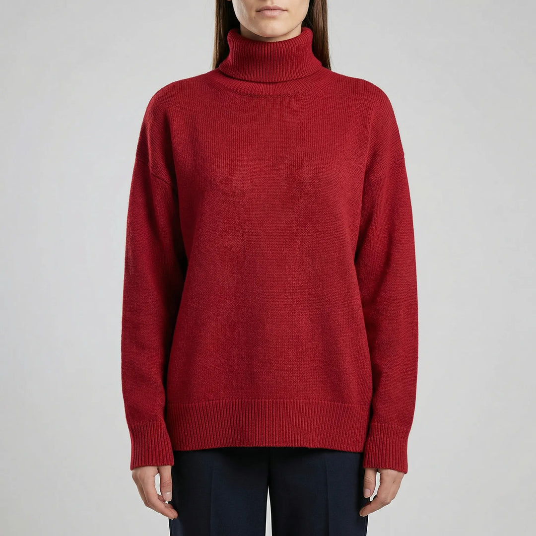 CollveraRibbed Turtleneck Long Sleeve Jumper