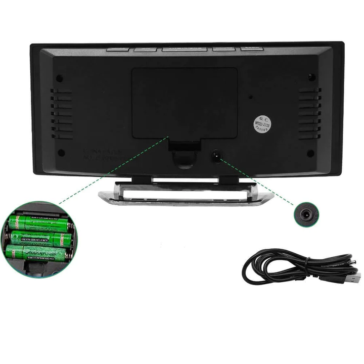 Digitale wekker | Gebogen LED-spiegeldisplay | Automatische dimfunctie