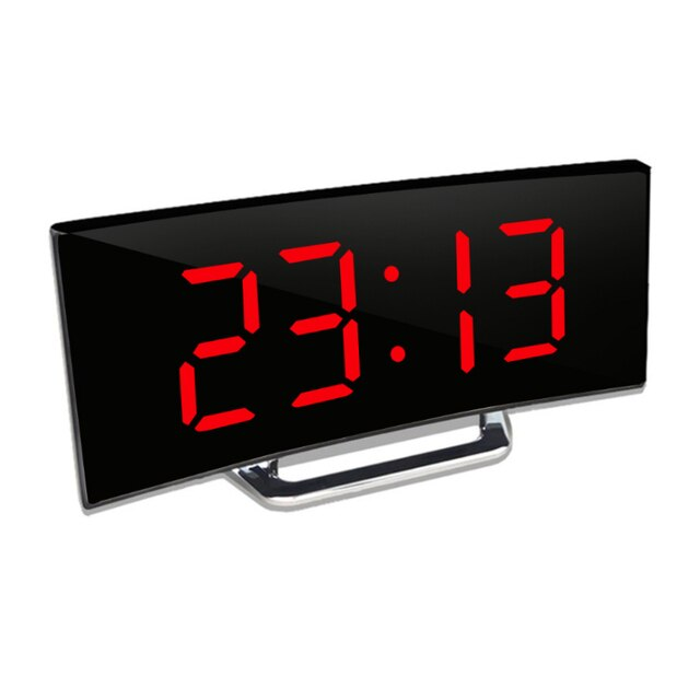 Digitale wekker | Gebogen LED-spiegeldisplay | Automatische dimfunctie