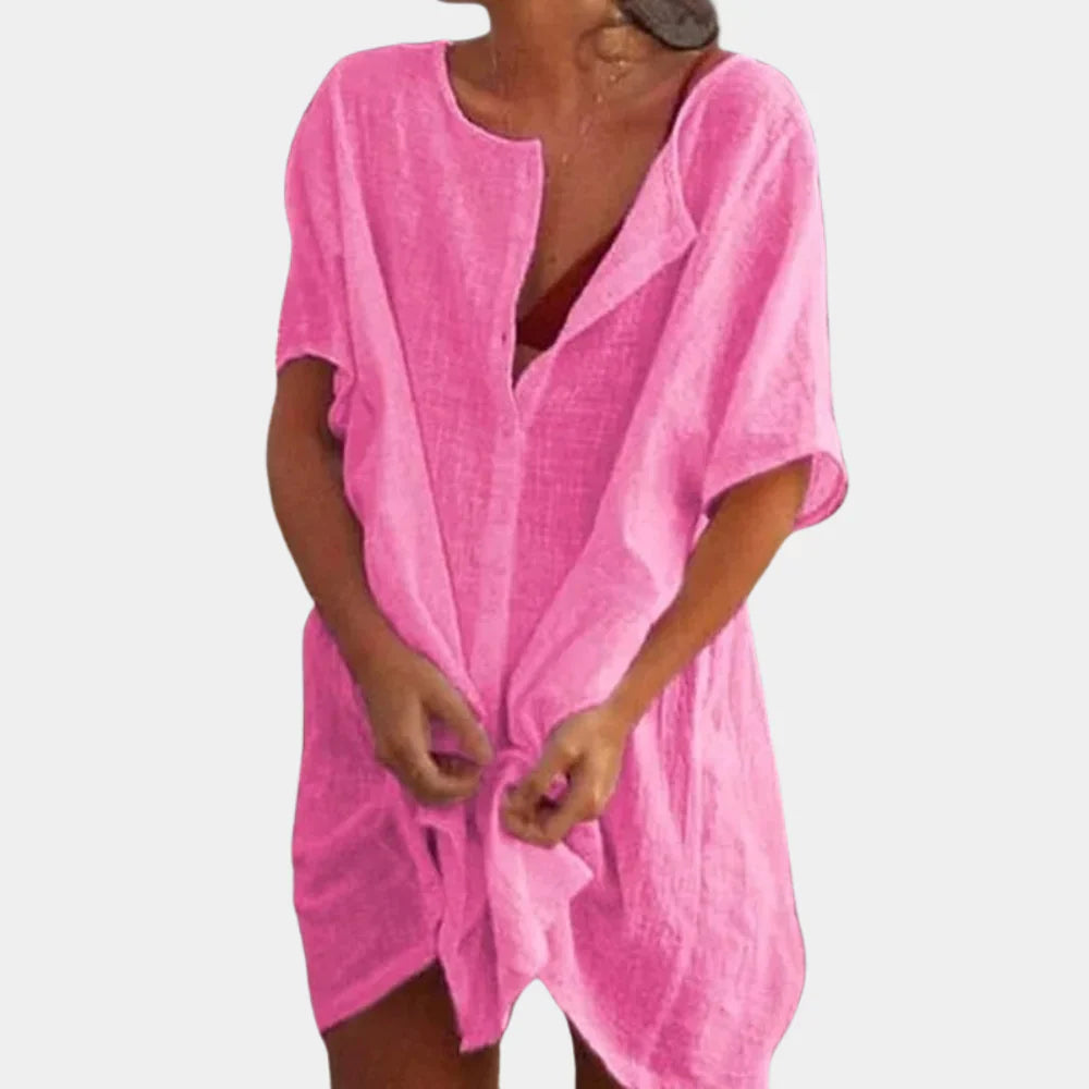 Isla – Luchtige Strandtuniek van Linnenblend Dames