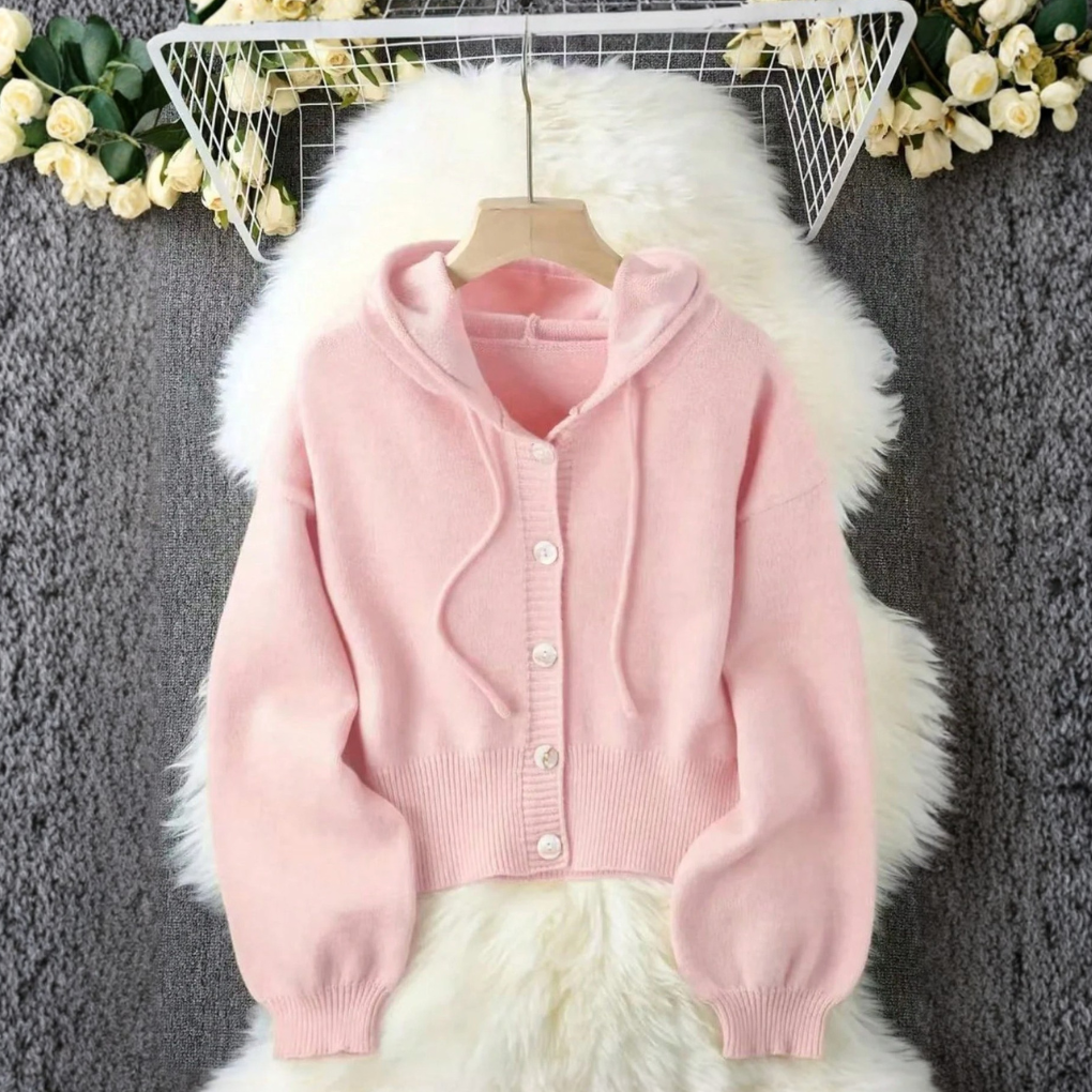 Vrouwen Hooded Breien Cardigan