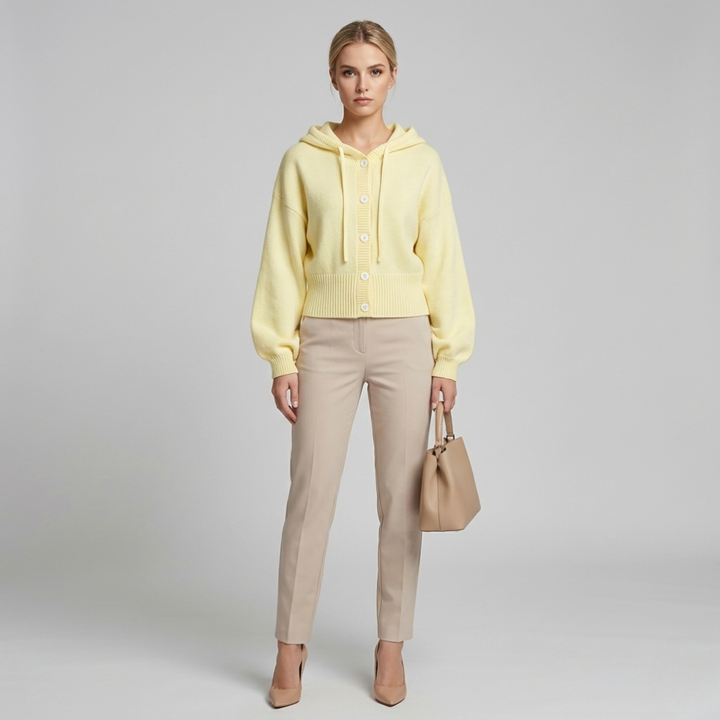 Vrouwen Hooded Breien Cardigan