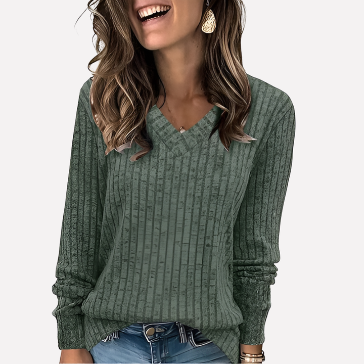 Vrouwen V-Hals Lange Mouwen Top