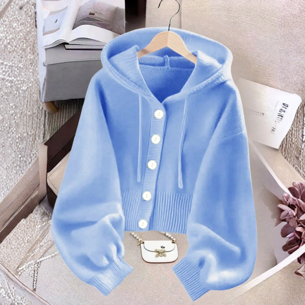 Vrouwen Hooded Breien Cardigan
