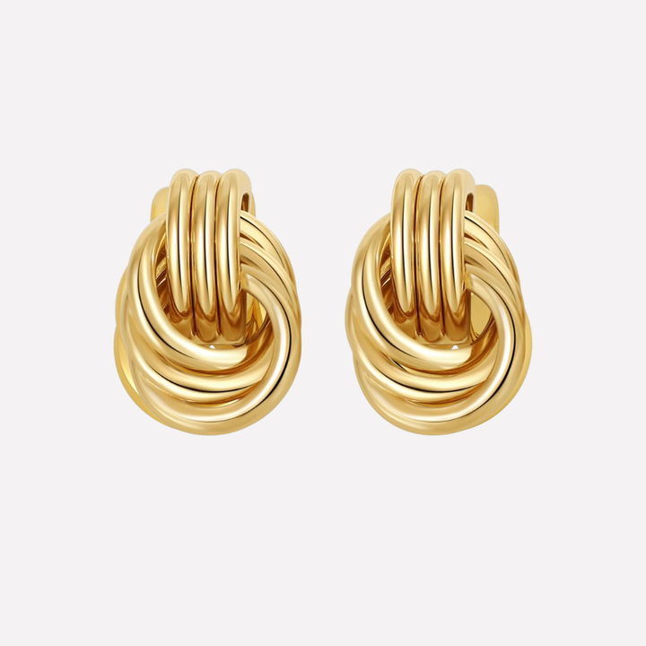 Gouden Knoop Druppel Oorringen