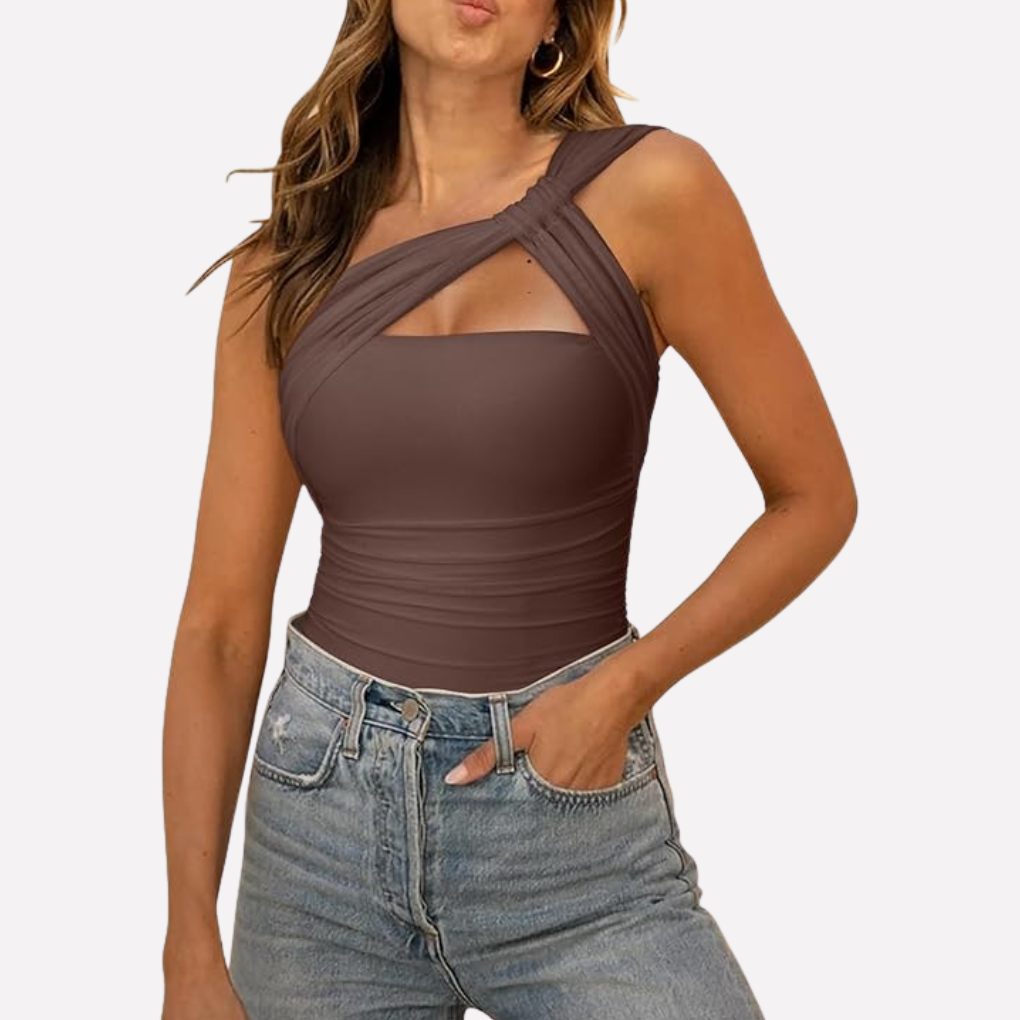 Vrouwen Asymmetrische Een-Schouder Bodysuit