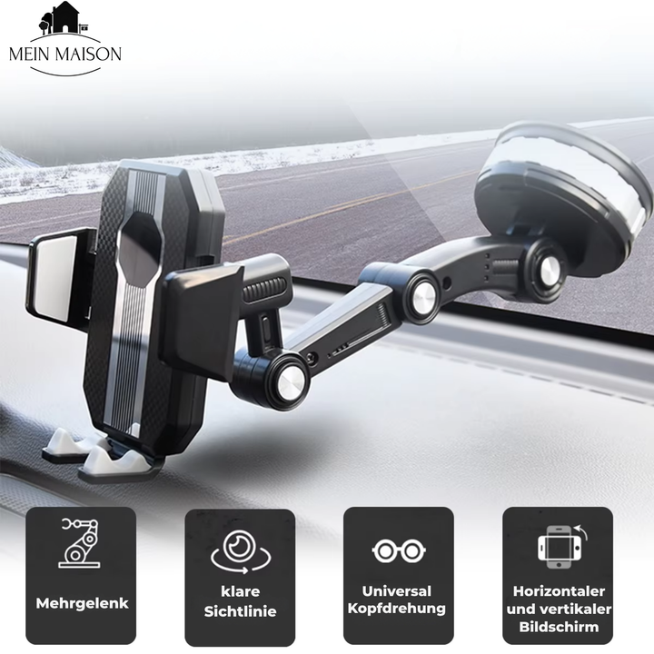 GripTech Autohouder voor Telefoon | Sterke zuignaphechting | 360° Rotatie | Eenhandig te bedienen