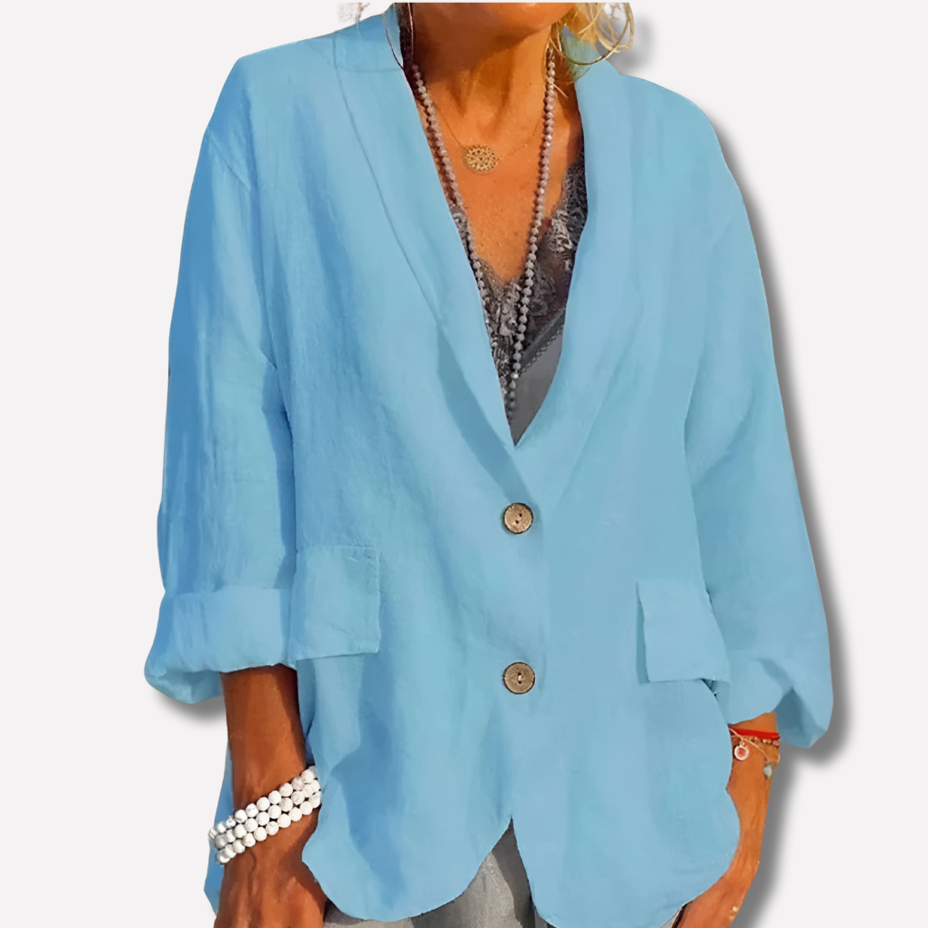 Dames relaxed fit linnen blazer