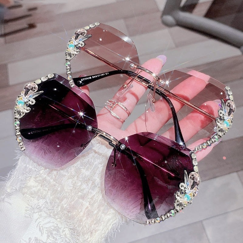 Randloze Zonnebril met Strass