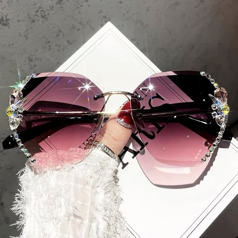 Randloze Zonnebril met Strass