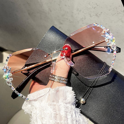 Randloze Zonnebril met Strass